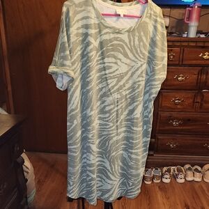 Gray Zebra Print T-Shirt Dress